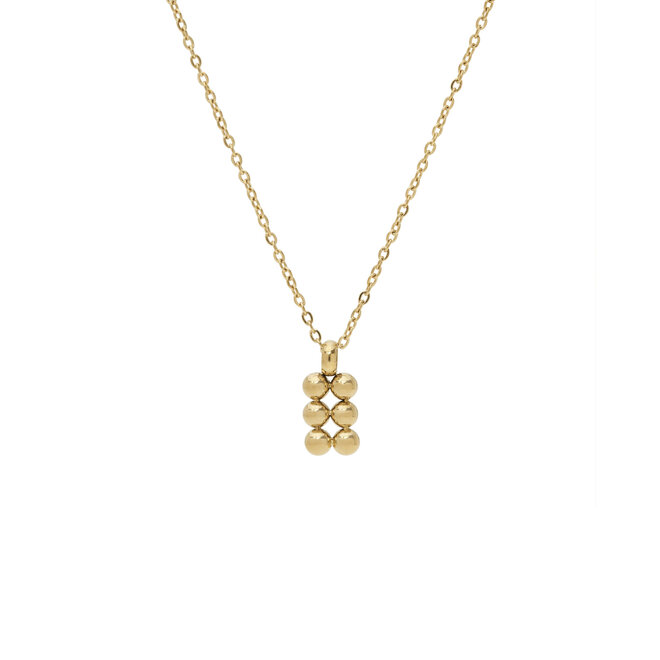 Ketting rechthoek 3d bolletjes goud