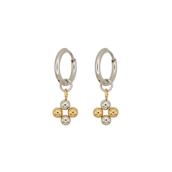Oorringen (twisted) dots duotone zilver