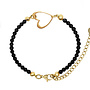 Armband open heart black goud