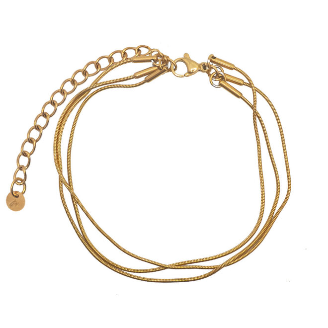 Armband snake 3 chains goud