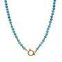 Ketting jade 6mm blauw goud
