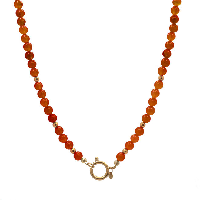 Ketting jade 6mm roestbruin goud