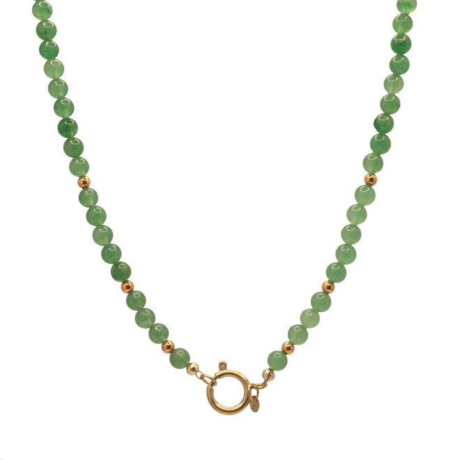 Ketting jade 6mm groen goud