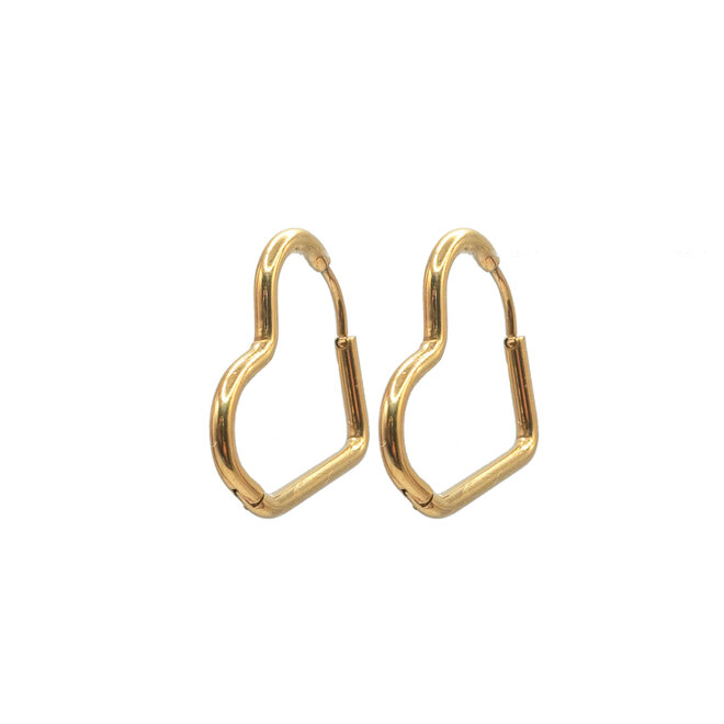 Creolen shaped heart goud