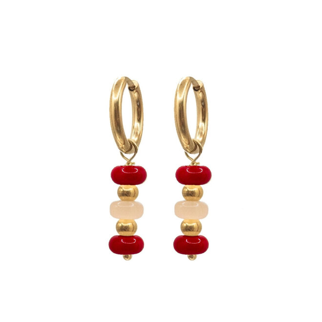 Oorringen sammie rood/roze goud