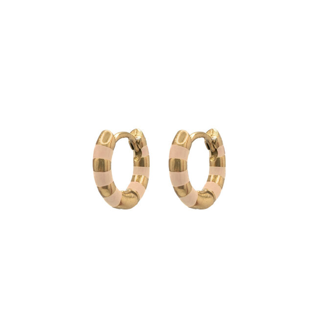 Creolen small striped beige goud