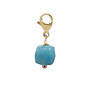 Charm facet vierkant 8mm jade blauw goud