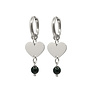 Oorringen heart onyx zilver