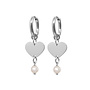 Oorringen heart pearl zilver