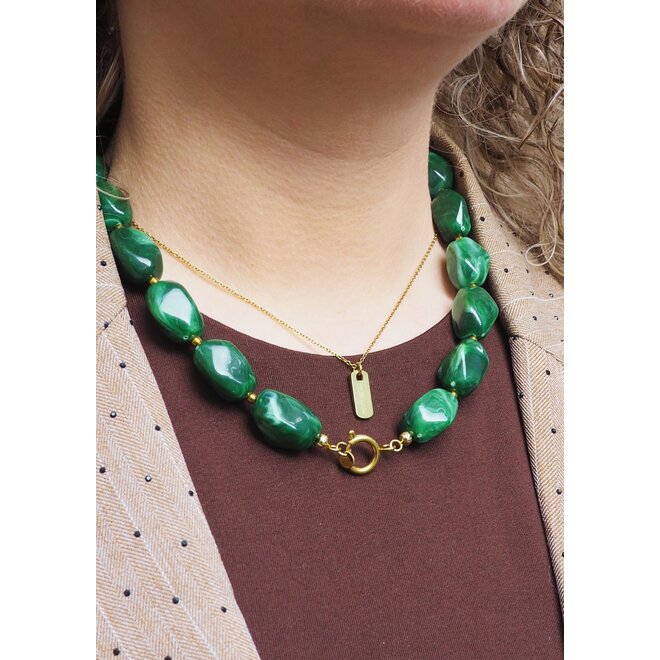 Ketting statement chunky groen goud