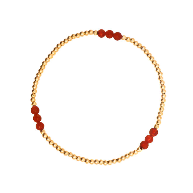 Armband beads 2.5 mm 9 x carneool  goud small