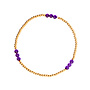 Armband beads 2.5mm 9 x amethist goud small