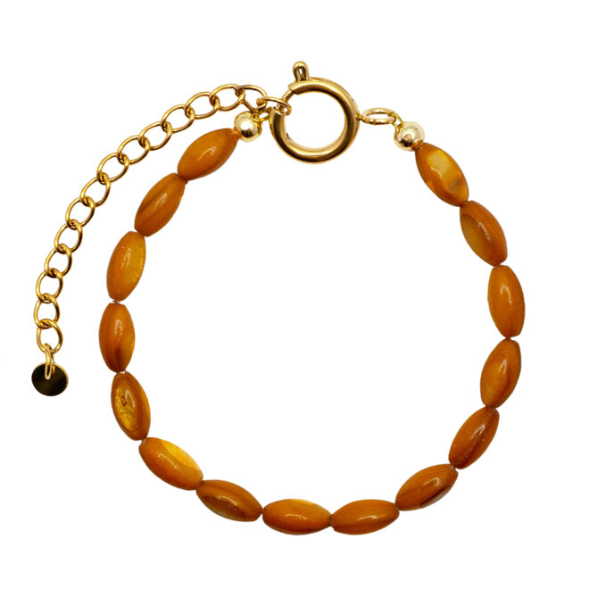 Armband oval shell oranje goud