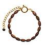 Armband oval shell bruin goud
