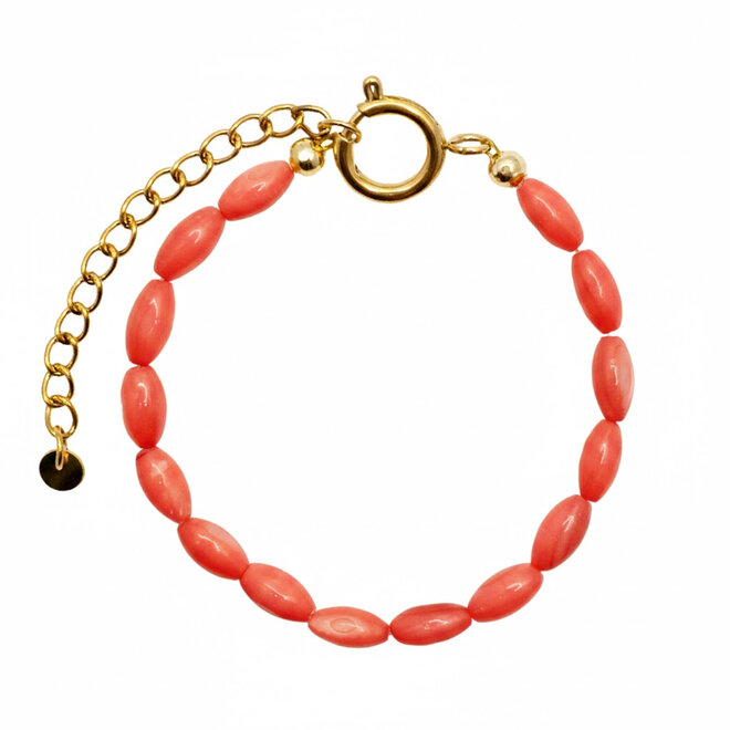 Armband oval shell rood goud
