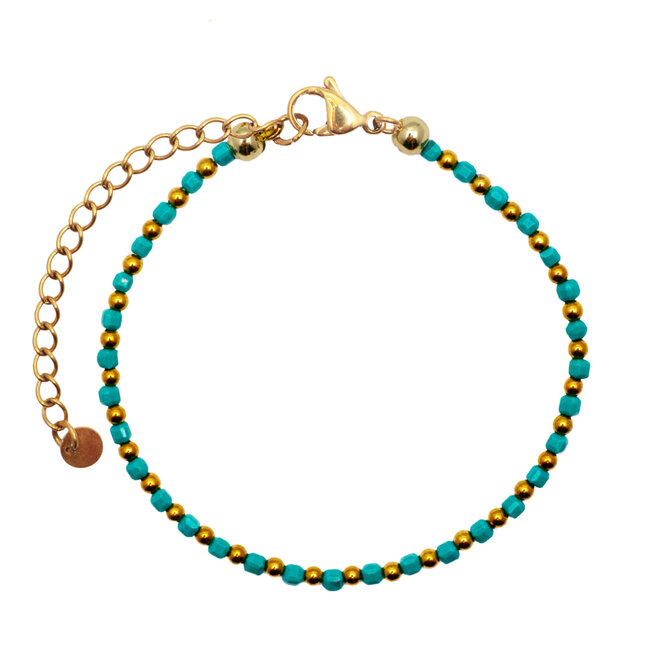 Armband cube beads 2mm groen goud