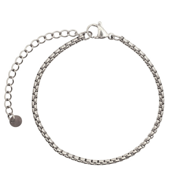 Armband small square jasseron zilver