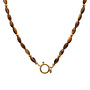 Ketting oval shell bruin goud