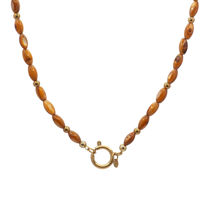 Ketting oval shell oranje goud