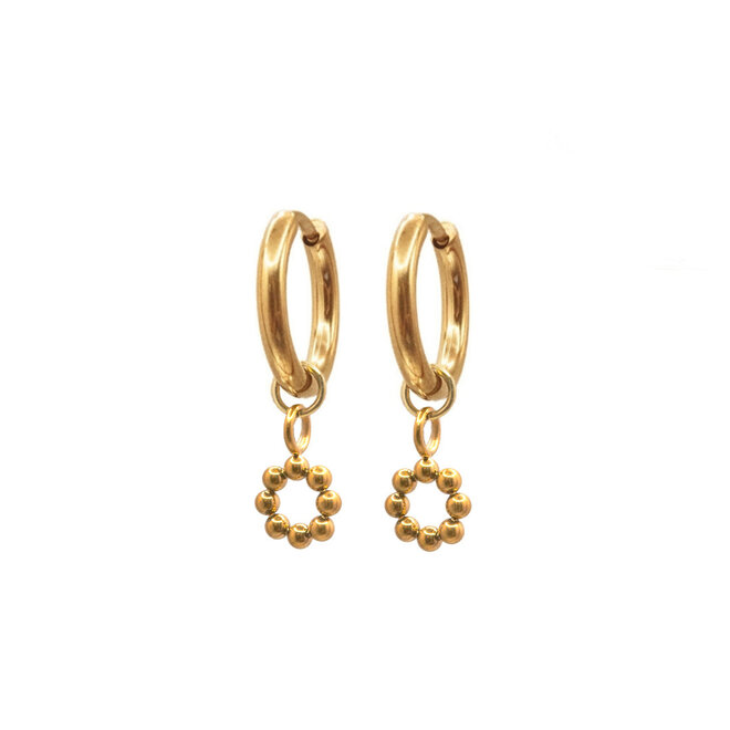 Oorringen (twisted) small open dots goud