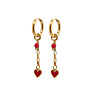 Oorringen square chain red heart goud