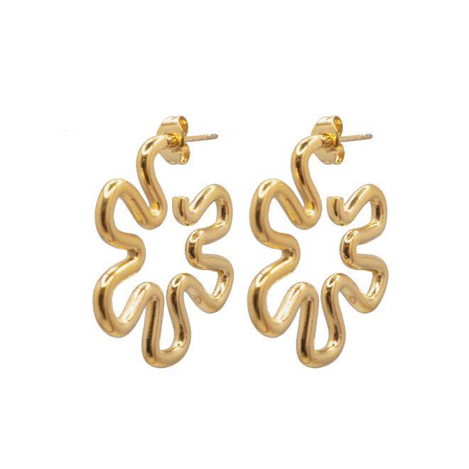 Oorstekers shaped flower goud