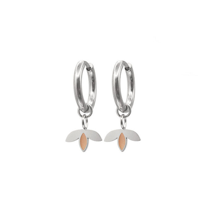 Oorringen (twisted) little leaf sand zilver