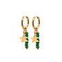 Oorringen (twisted) starfish groen goud