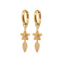 Oorringen (twisted) flower leaf goud