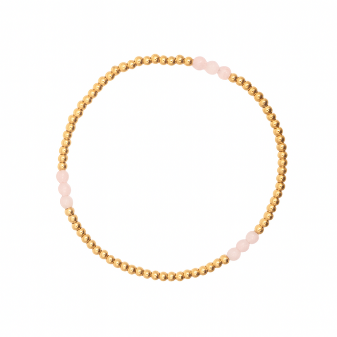 Armband beads 2.5 mm 9 x roze aventurijn goud medium