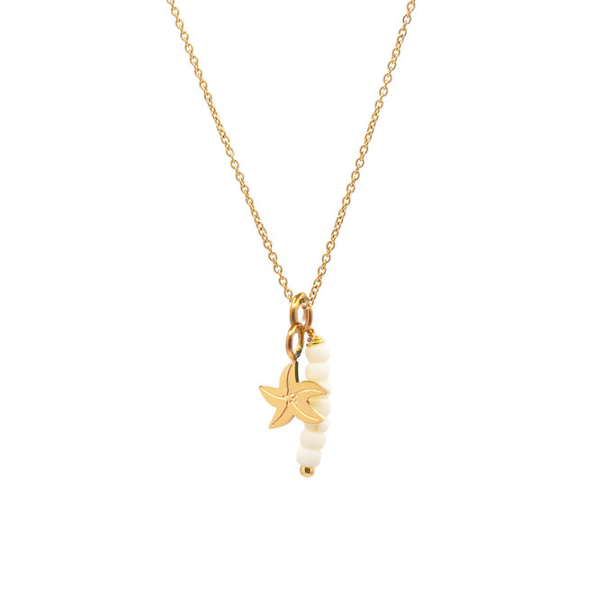 Ketting starfish wit goud