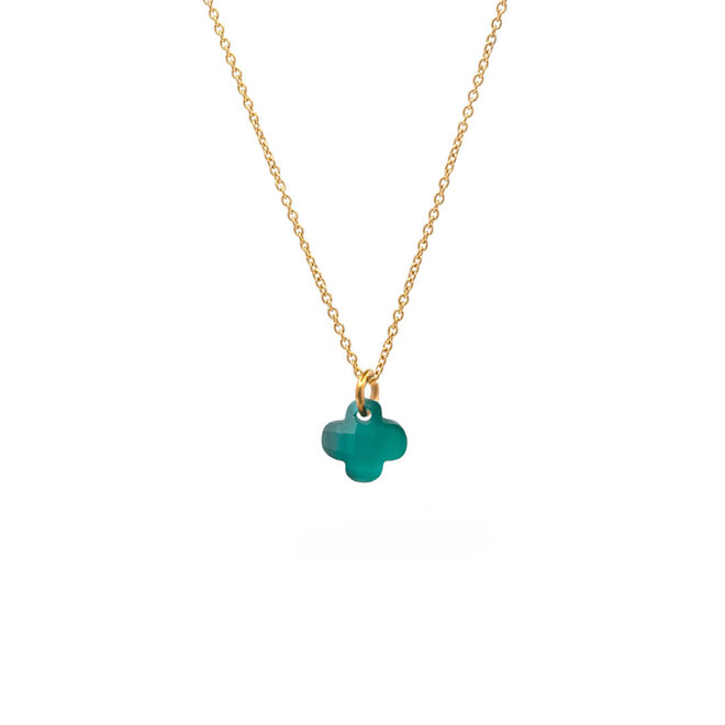 Ketting clover mat smaragd groen goud