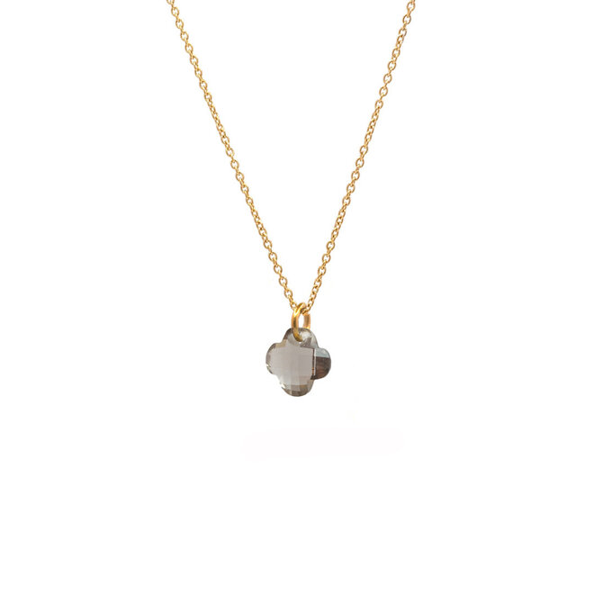 Ketting clover shiny licht bruin goud