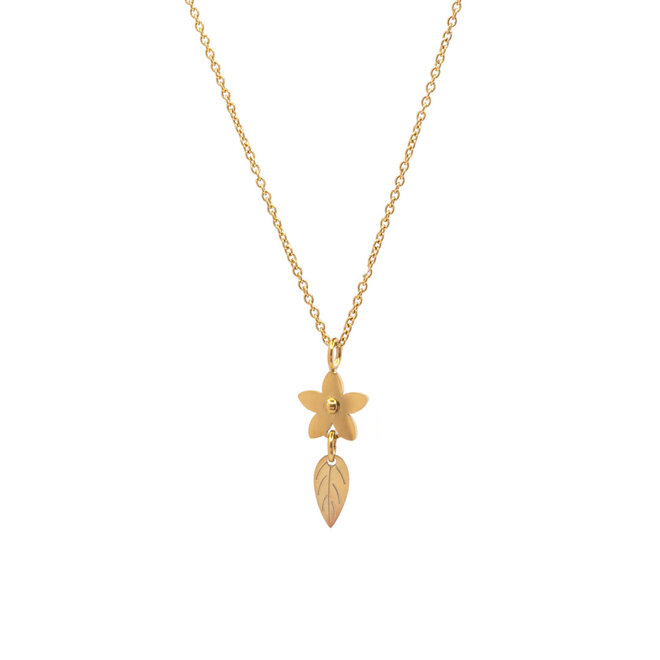 Ketting flower leaf goud