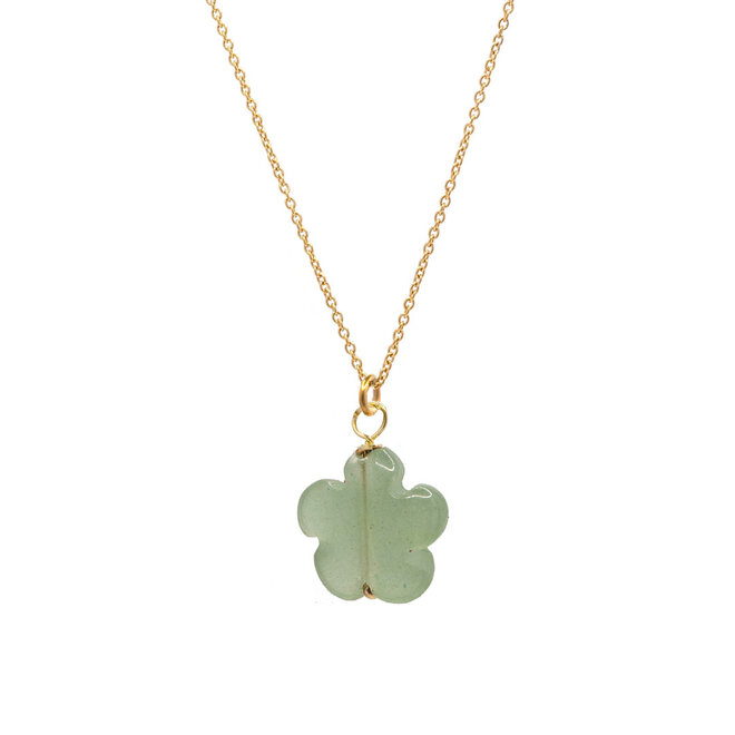 Ketting flower groene aventurijn goud
