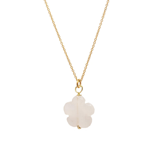 Ketting flower witte jade goud