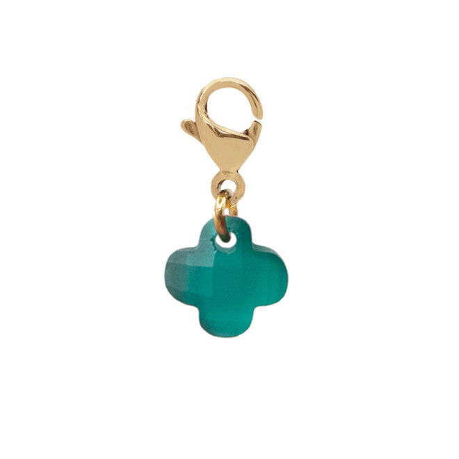 Charm clover mat smaragd groen goud
