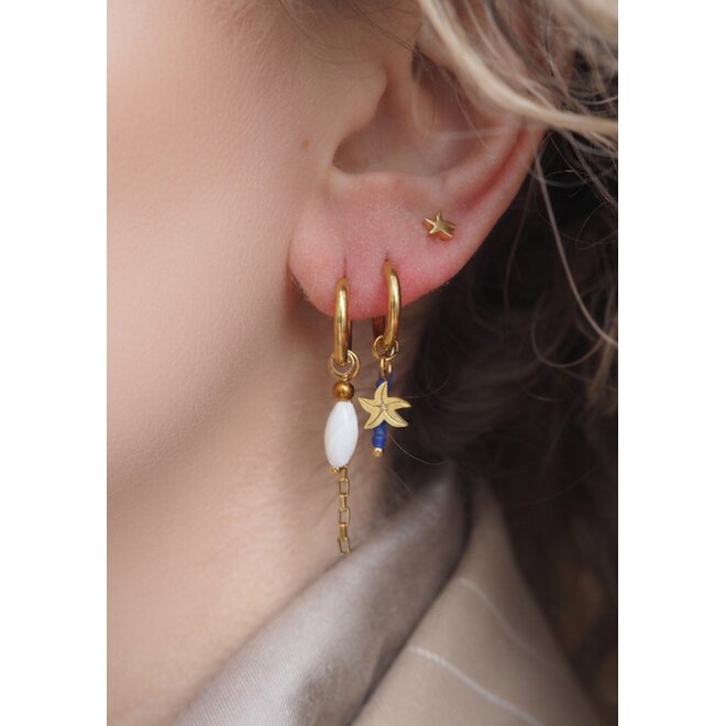 Oorringen (twisted) starfish blauw goud