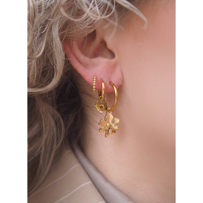 Oorringen (twisted) diamond heart dots goud