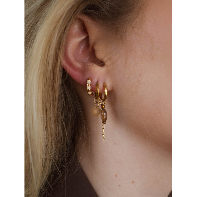 Oorringen  clover mat oranje goud