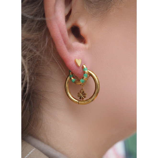 Oorringen big chain klaver goud