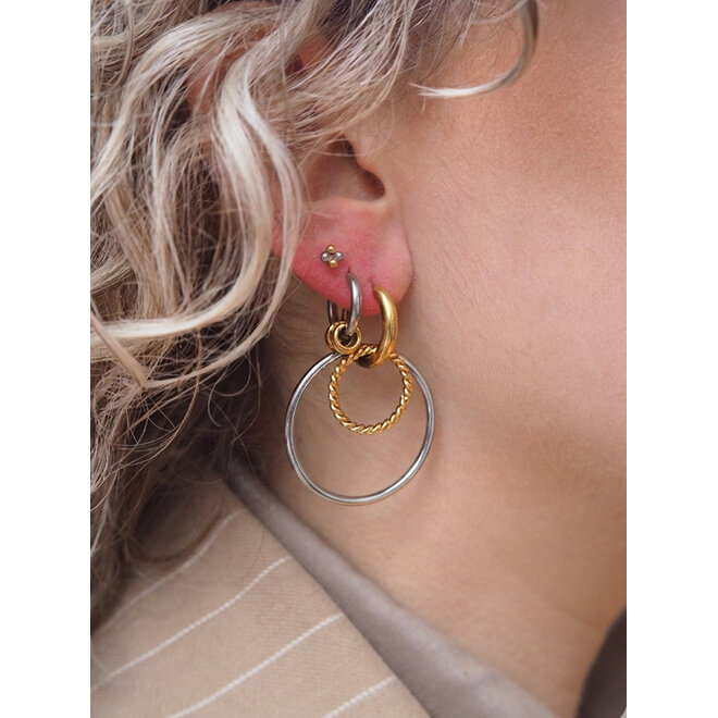 Oorringen britt big twisted bicolor goud