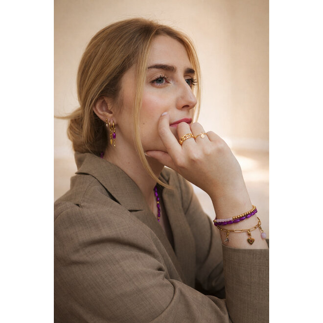 Ketting oval shell paars goud