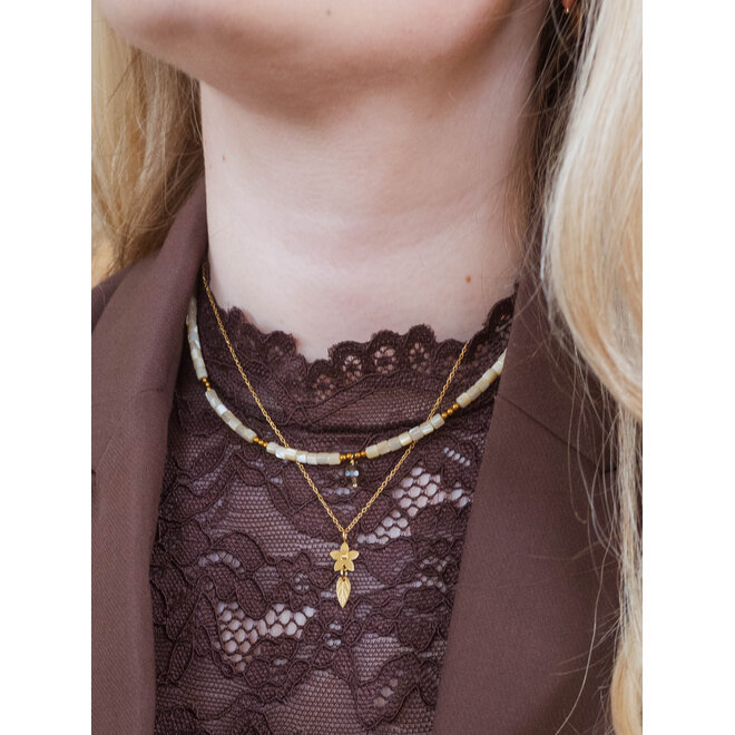 Ketting flower leaf goud