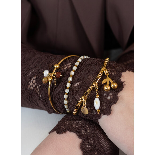 Charm oval shell licht roze goud