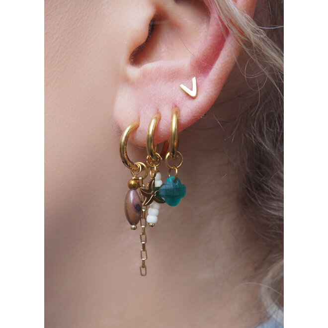 Oorbellen oval shell bruin goud