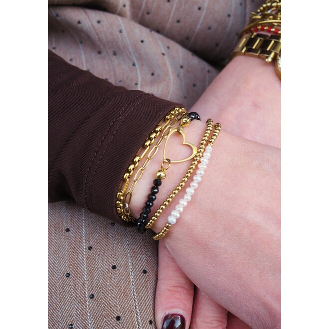 Armband beads 2.5 mm 13 parels goud small