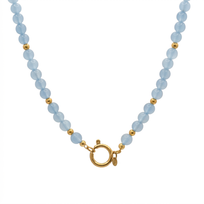 Ketting charlie 8mm lichtblauw goud