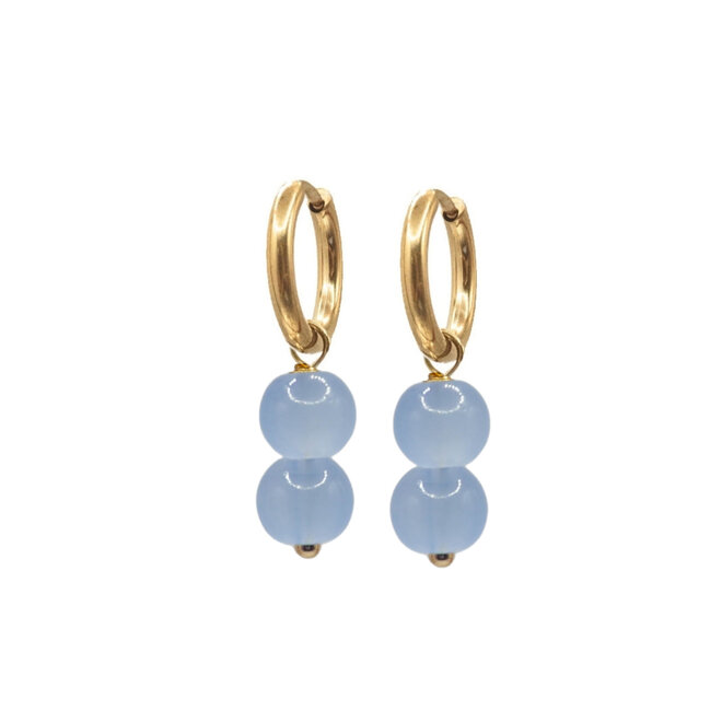 Oorringen (twisted) charlie 8mm licht blauw goud