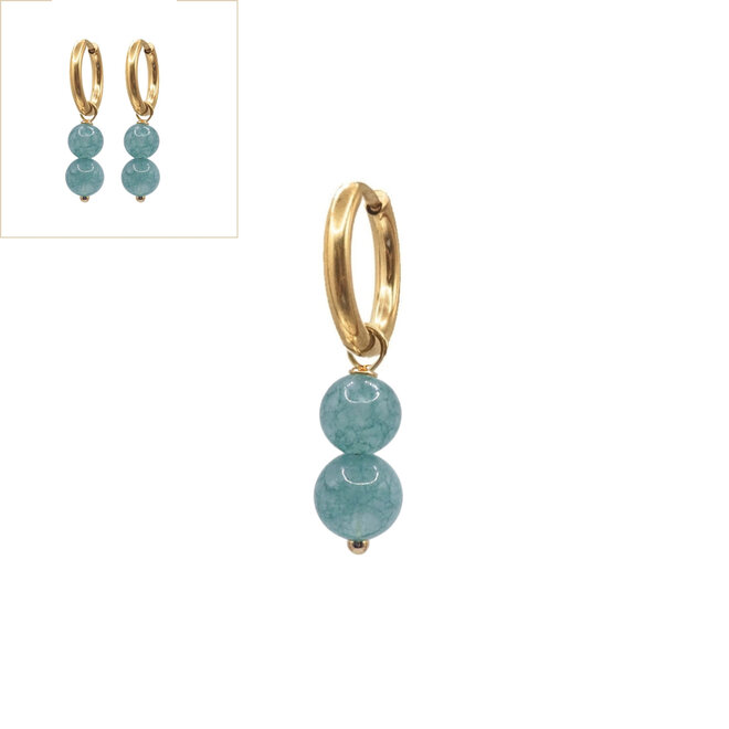 Oorring (twisted) charlie 8mm groen goud